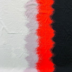 Ombré Rayon - Red Rayon with Boarder Design - Black Red and White Rayon
