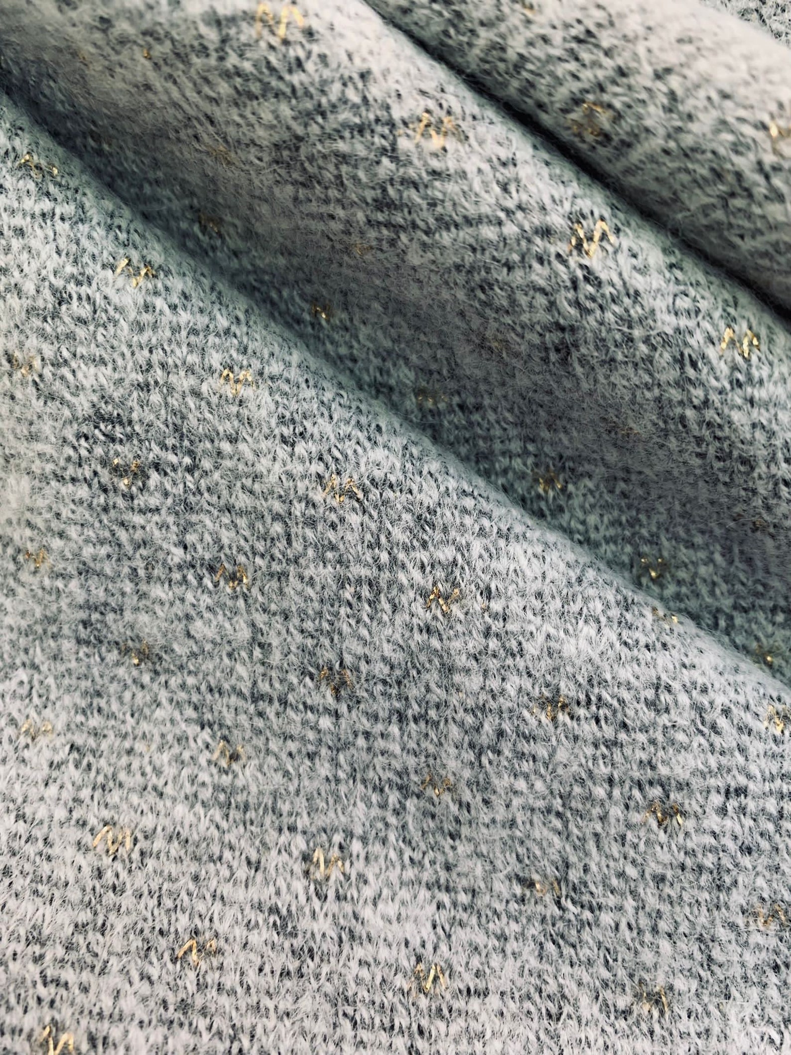 Fuzzy Stretch Knit Gray Fuzzy Knit Fabric with Gold stars Etsy
