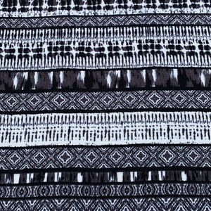 Black and White Ethnic Pattern Light Cotton Fabric