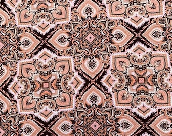 Pink Paisley Jersey Knit Fabric: Polyester Rayon Spandex Blend
