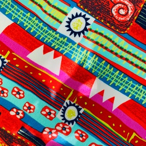 Tribal Lining  Fabric - Retro 80s Print Fabric - Non stretch- Vibrant African Print Fabric