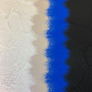 Ombré Rayon - Blue Rayon with Boarder Design - Blue Black and White Rayon