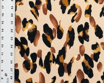 Tissu jersey imprimé léopard - Tissu poly stretch beige