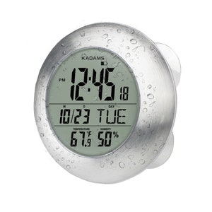 Waterproof Digital Bathroom Shower Clock: Temperature, Humidity, Suction Cup Mount