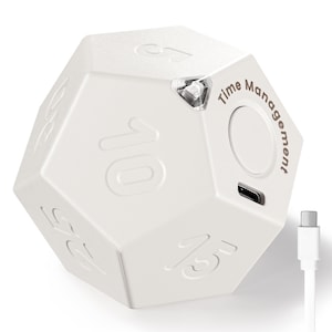 Dodecagon Pomodoro Timer: Rechargeable Flip Productivity Timer, 11 Preset Countdowns,Back to School Efficiency Time Management Tool