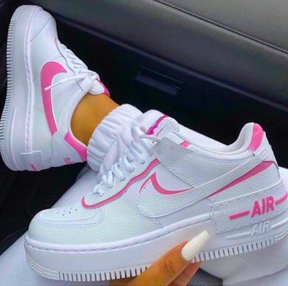 HAND PAINTED Womens Custom Nike Air Force 1s PINK - Etsy