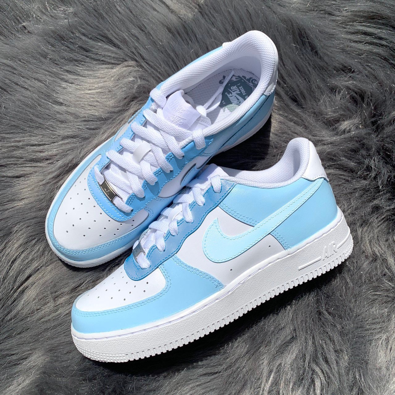 sky blue and white air force ones