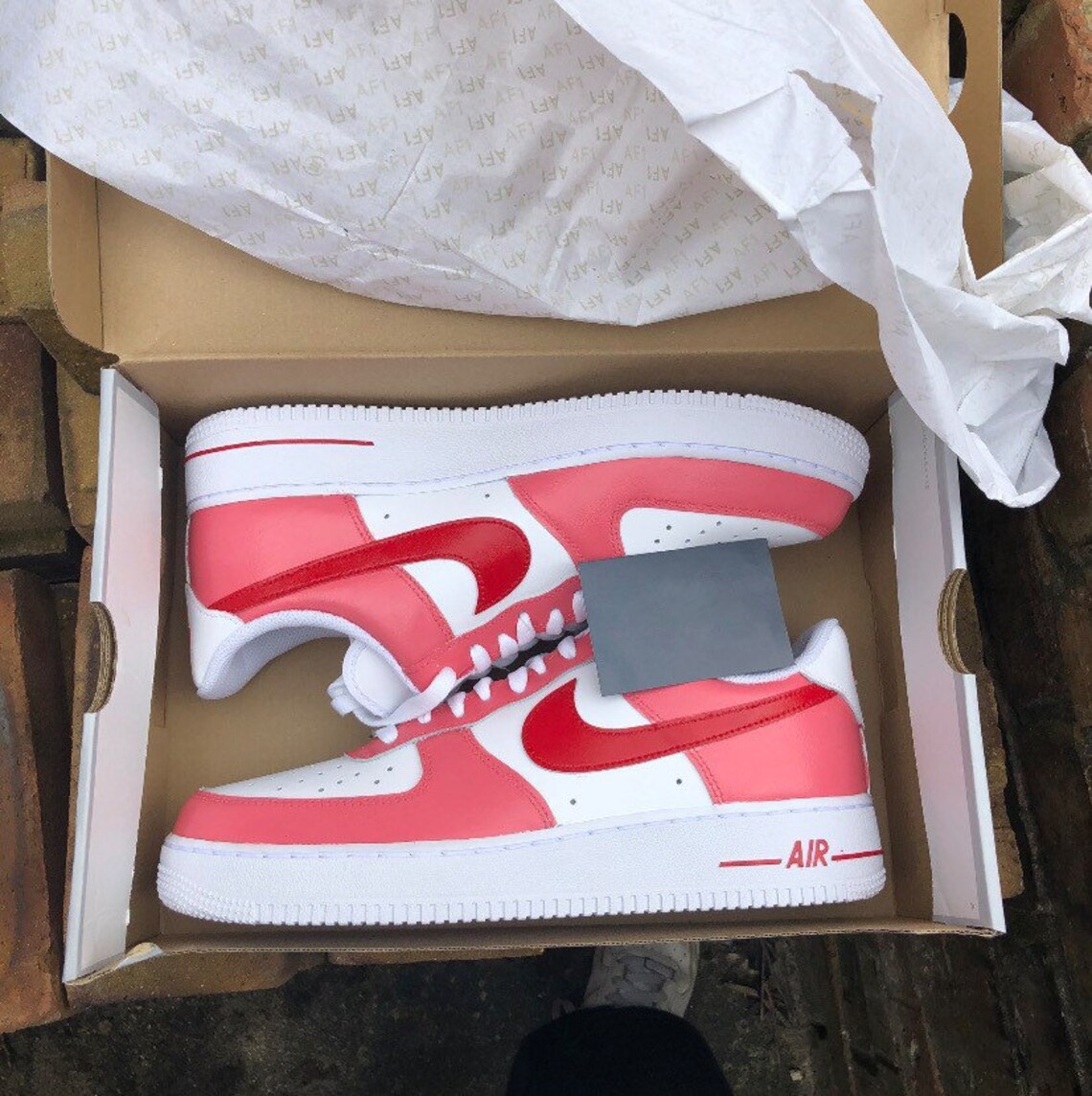 Pink/Red Custom Nike Air Force 1s | Etsy