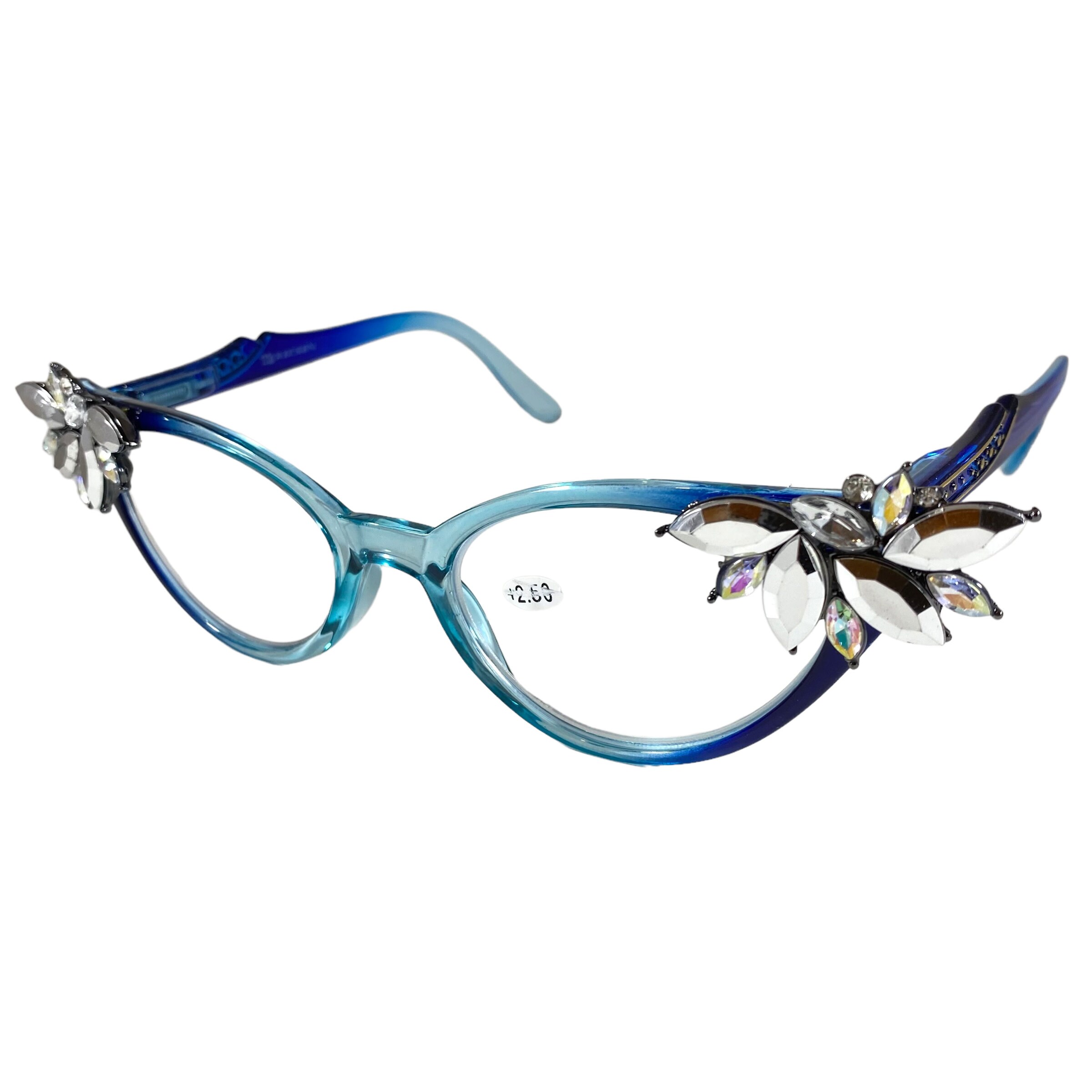 Retro Readers Blue Ombre Frames With Silver Rhinestones +  display picture 1