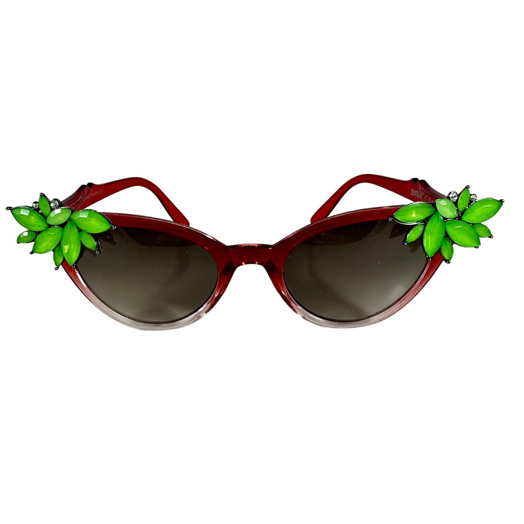 OOAK Vintage Vixen Hand Embellished Retro Pinup Sunglasses OOAK Hand Embellished, Jeweled Retro Cateye, Cat Eye  main image 3