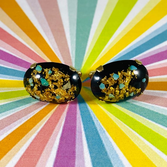 Vintage Hickok Turquoise nuggets and gold flakes C