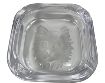 CRISTAL DE SEVRES 猫灰皿。ヴィンテージ セーヴル クリスタル