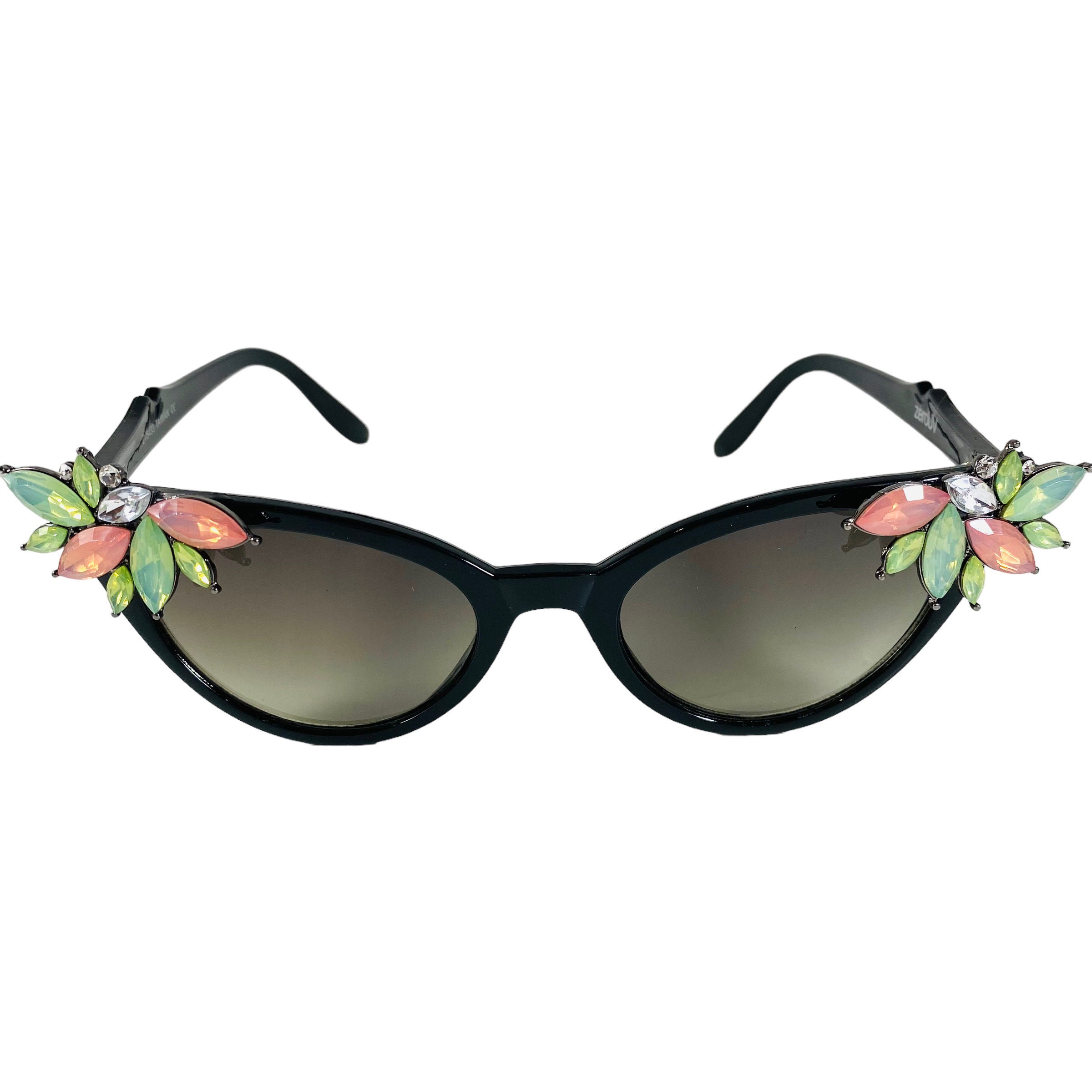OOAK Retro Pinup Cat Eye Rhinestone Sunglasses-retro  display picture 3