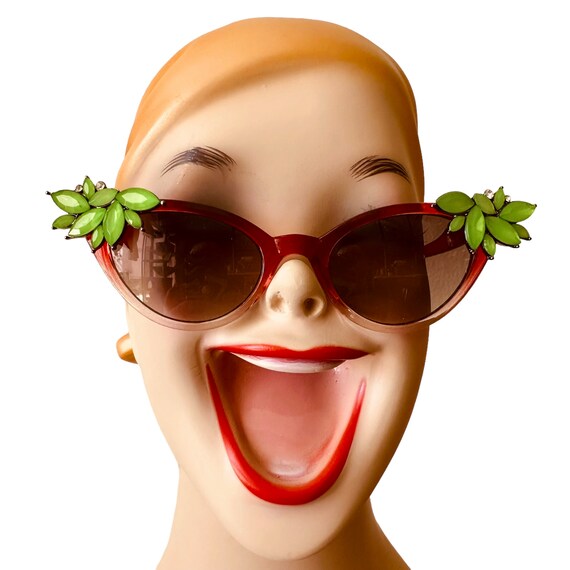 OOAK Vintage Vixen Hand Embellished Retro Pinup Sunglasses OOAK Hand Embellished, Jeweled Retro Cateye, Cat Eye  main image 4