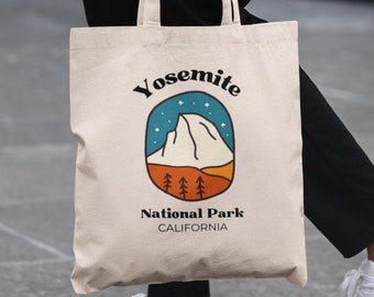 Yosemite Tote Bag, National Park Tote Bag, Travel Gift, Mountain Wedding, Retro Tote Bag, Bride Tote, Welcome Bag, Tote Bag With Print