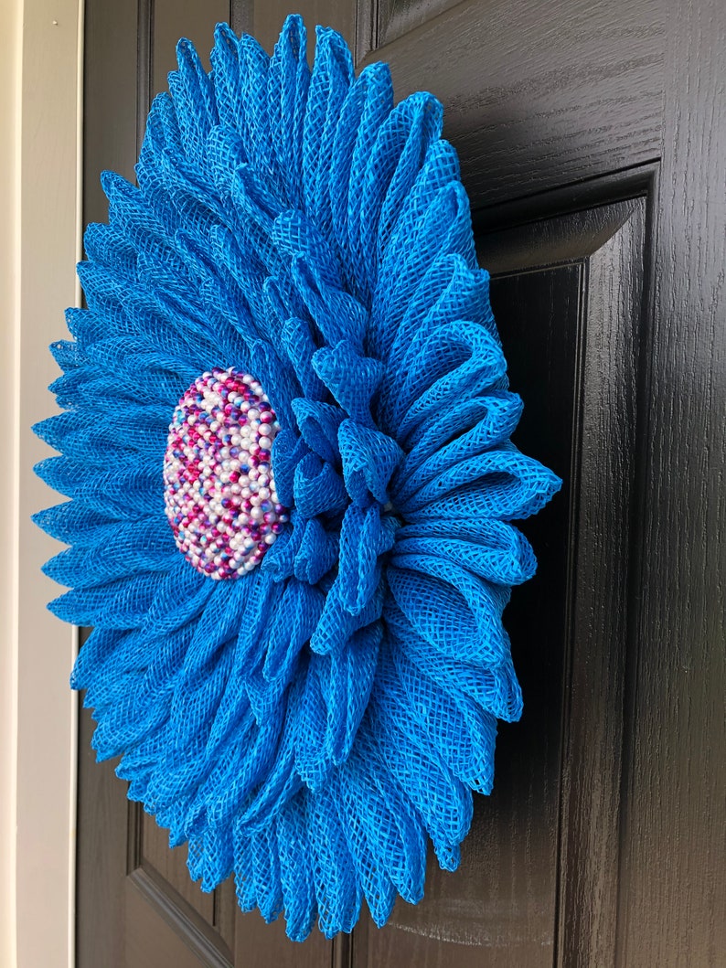 Blue Sunflower Petal Flower Wreath Etsy