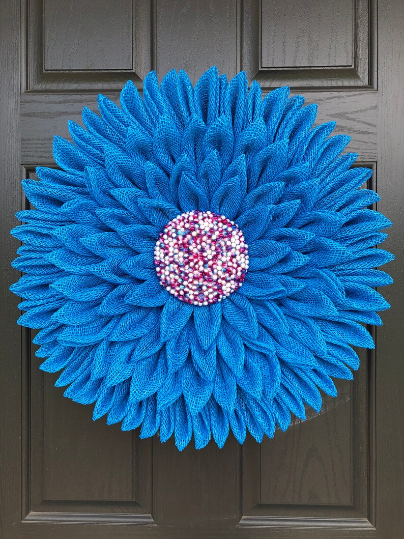 Blue Sunflower Petal Flower Wreath Etsy