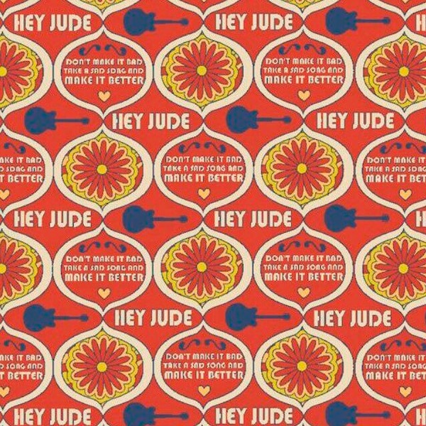 Lyrics by Lennon & McCartney ~ Hey Jude ~ Cotton Fabric ~ By the Yard ~