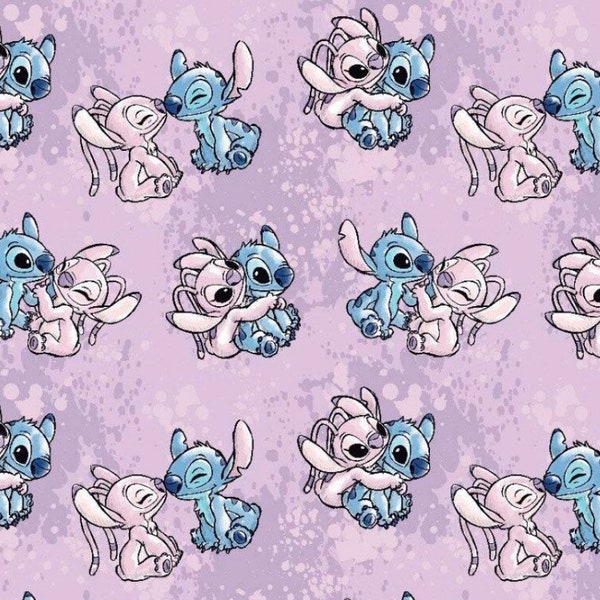 Disney Lilo and Stitch ~ Angel Watercolor ~ Cotton Fabric. By the Yard