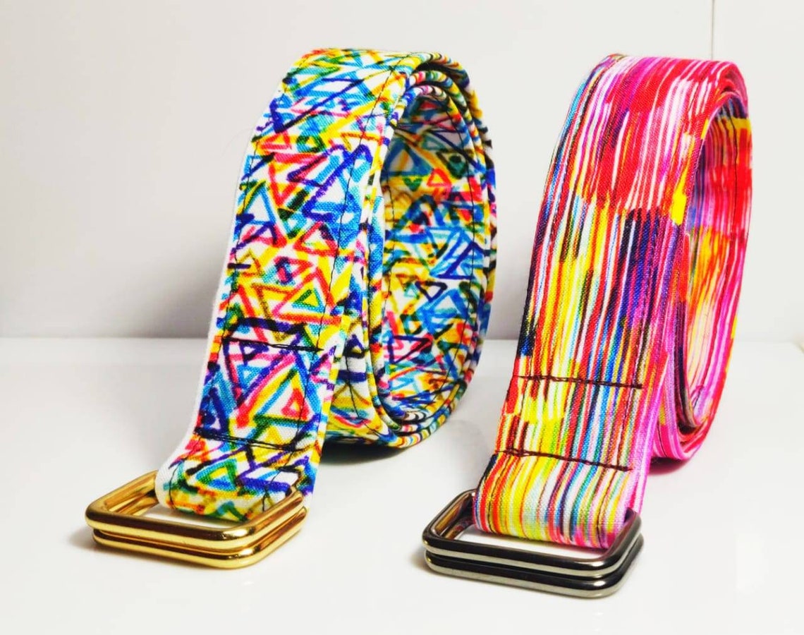 Set of 2 Belts Women's Multi Bright Color Handmade Fabric Etsy