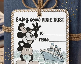 Digital Fish Extender Gift Tags With 3 Different Phrases DCL Disney Cruise Line Download Mickey Mouse Steamboat Willie Pixie Dust 3x3