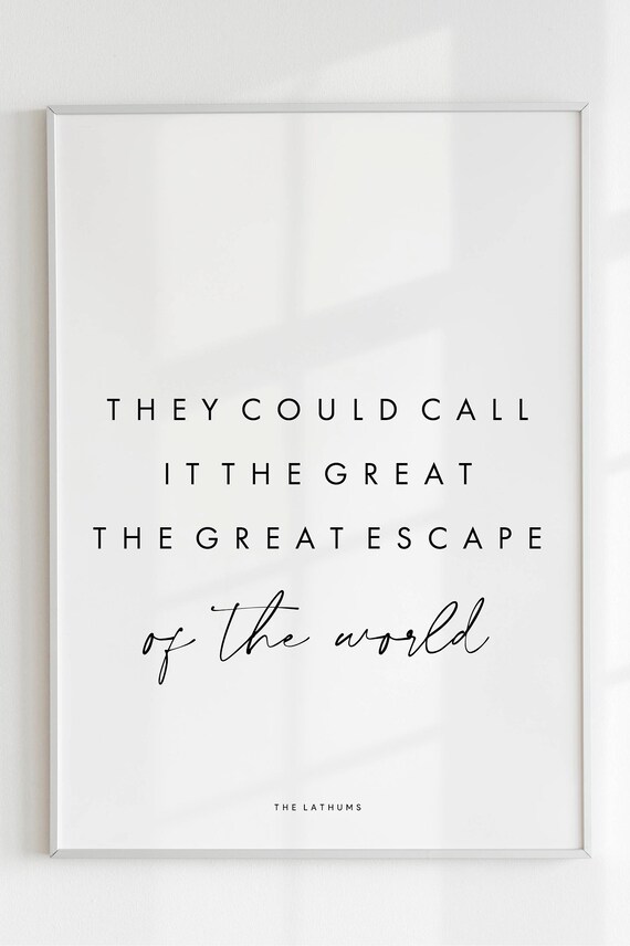 The Lathums The Great Escape Music Print Lyrics Quote Etsy