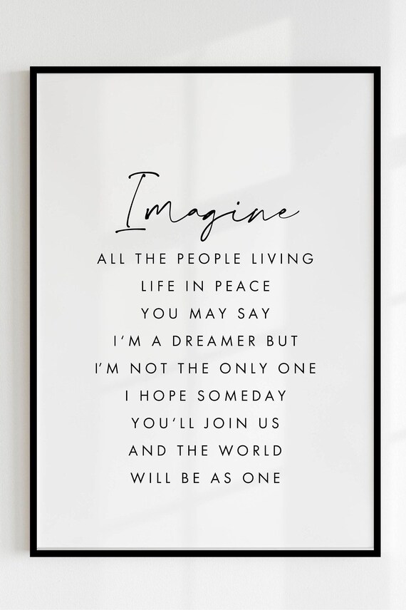 John Lennon Imagine Music Print Paroles Citation Wall Etsy France