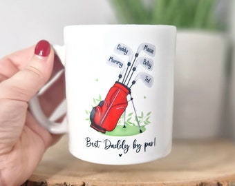 personalised golf mug for Dad, golfing gifts for men, Fathers day mug, Daddys Birthday, golfers set, mugs for him, grandad present, UK made