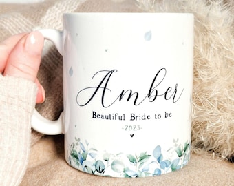 beautiful bride to be mug, engagement present, bridal shower gifts, fiance gift, groom to bride gift, personalised mug for bride, wedding UK