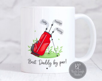 personalised golf mug for Dad, golfing gifts for men, Fathers day mug, Daddys Birthday, golfers set, mugs for him, grandad present, UK made
