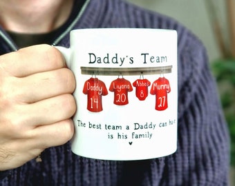 personalised mug for him, dads football team mug, birthday gift for daddy, football dad gifts, dad birthday gift, gift for grandad, Mens mug