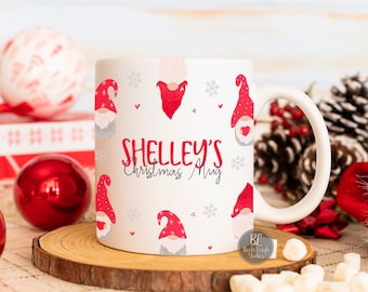 Personalised Gonk Christmas mug, Christmas gnome mug, red Christmas decor, Scandinavian decor, Christmas Eve gift, stocking fillers for her