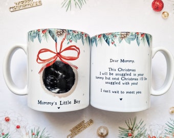 Mummy to be christmas gift, personalised christmas mug for new mummy, new mum gift, to mummy from bump, baby scan keepsake, baby shower gift