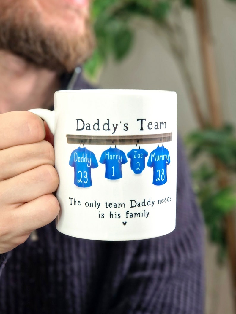 personalised mug for him, dads football team mug, birthday gift for daddy, football dad gifts, dad birthday gift, gift for grandad, Mens mug image 2