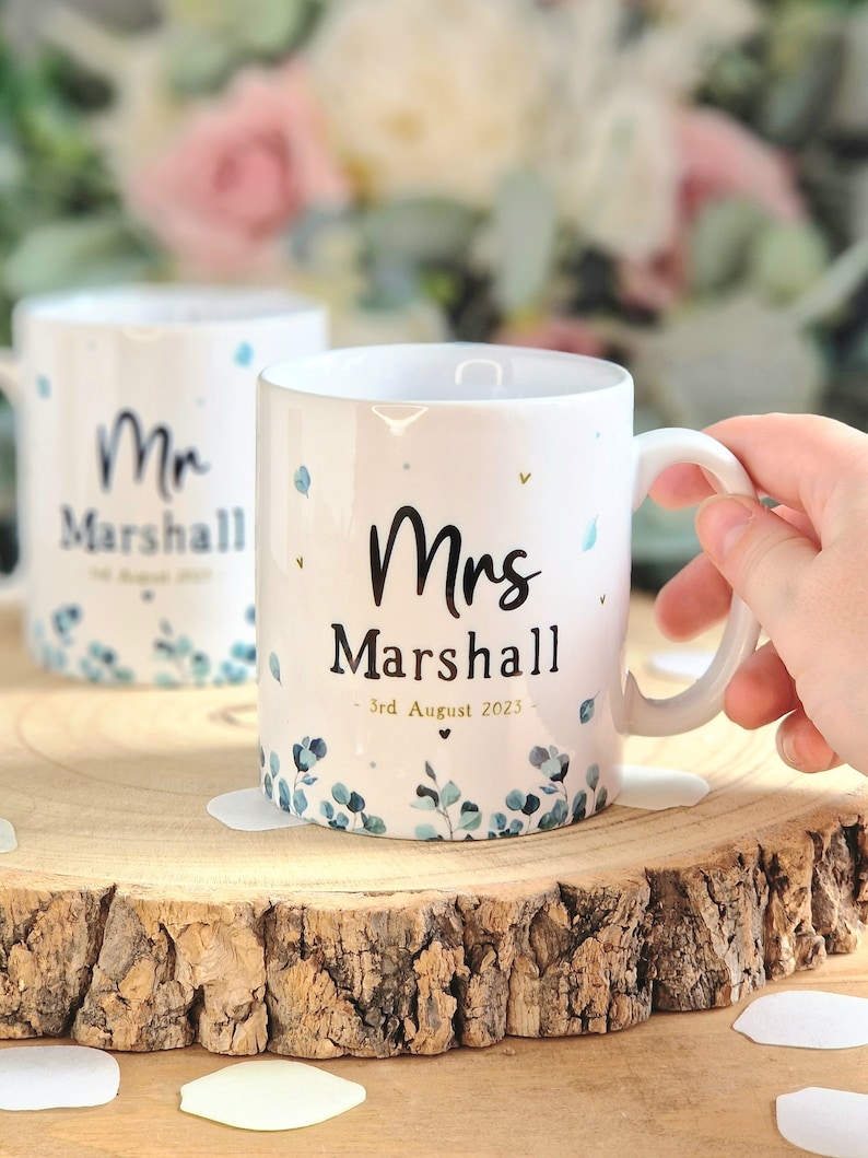 bride and groom mugs, mr and mrs wedding gifts, personalised wedding mugs, engagement gifts for couples, wedding gift for friends, mug set 1 Mug only