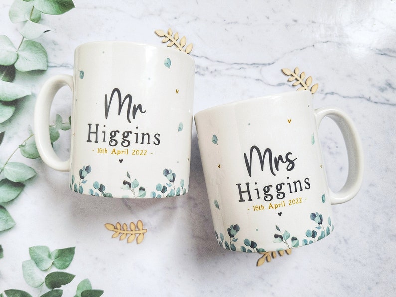 bride and groom mugs, mr and mrs wedding gifts, personalised wedding mugs, engagement gifts for couples, wedding gift for friends, mug set 
