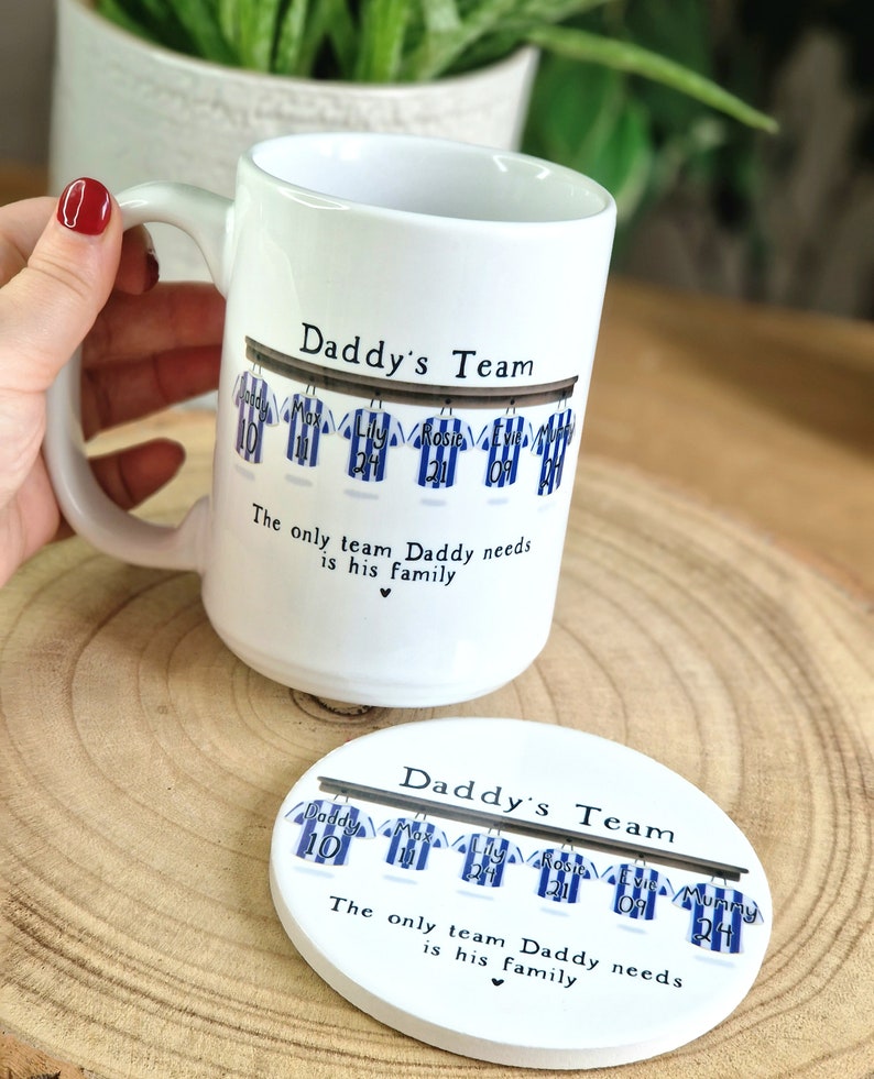 personalised mug for him, dads football team mug, birthday gift for daddy, football dad gifts, dad birthday gift, gift for grandad, Mens mug image 6