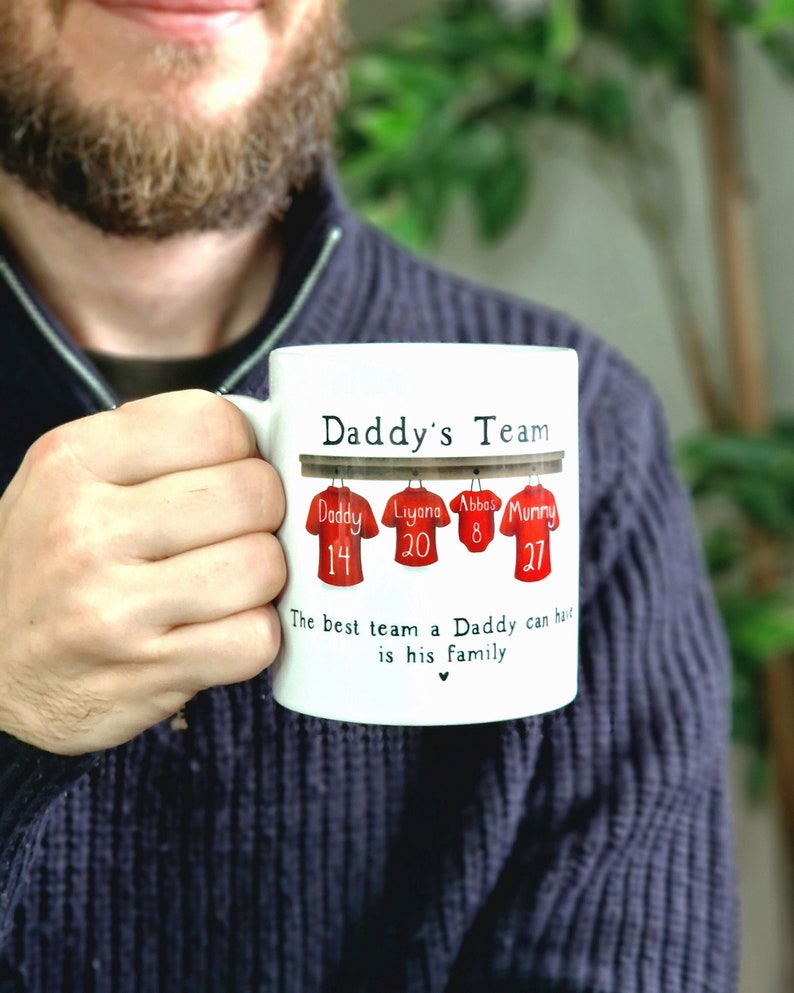personalised mug for him, dads football team mug, birthday gift for daddy, football dad gifts, dad birthday gift, gift for grandad, Mens mug image 1