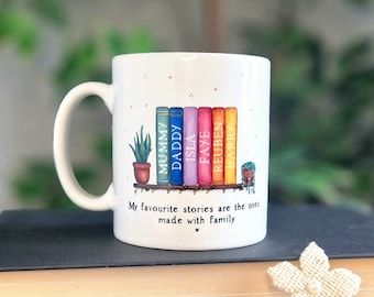 personalised book lover gift, mum birthday, family bookish present, mothers day mug, for readers, mummys mug, reading book club, UK, booktok