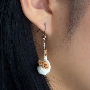 MICRO Crochet CAT Earrings for Cat Lovers - Cute Funny Gift Cat Jewelry - Lightweight Animal Earring -  Unique Handmade Boho Accessories