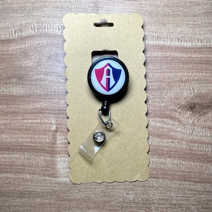 Retractable ID Badge Holder - Club Atlas Soccer Logo - Liga MX Fútbol - Football Name Badge Reel - Employee ID Card Clip - Fan Gift