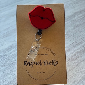 Red Lips — Felt Badge Clips | Adorable Character ID Holders | Nurse, Teacher & Office Accessories Gift