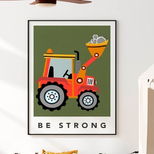 Personalised Tractor Print, Construction Nursery Print, Transport Wall Art, Tractor Print, Truck, Vehicle, Building Site Prints, Digger Boys