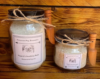 Nippetts Paw Soak, doggie bath, oatmeal and milk bath, for pets and humans, 8 & 16oz jar