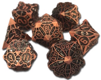 Solid Metal Dice - Dungeons & Dragons polyhedral dice - DND Game Play Dice