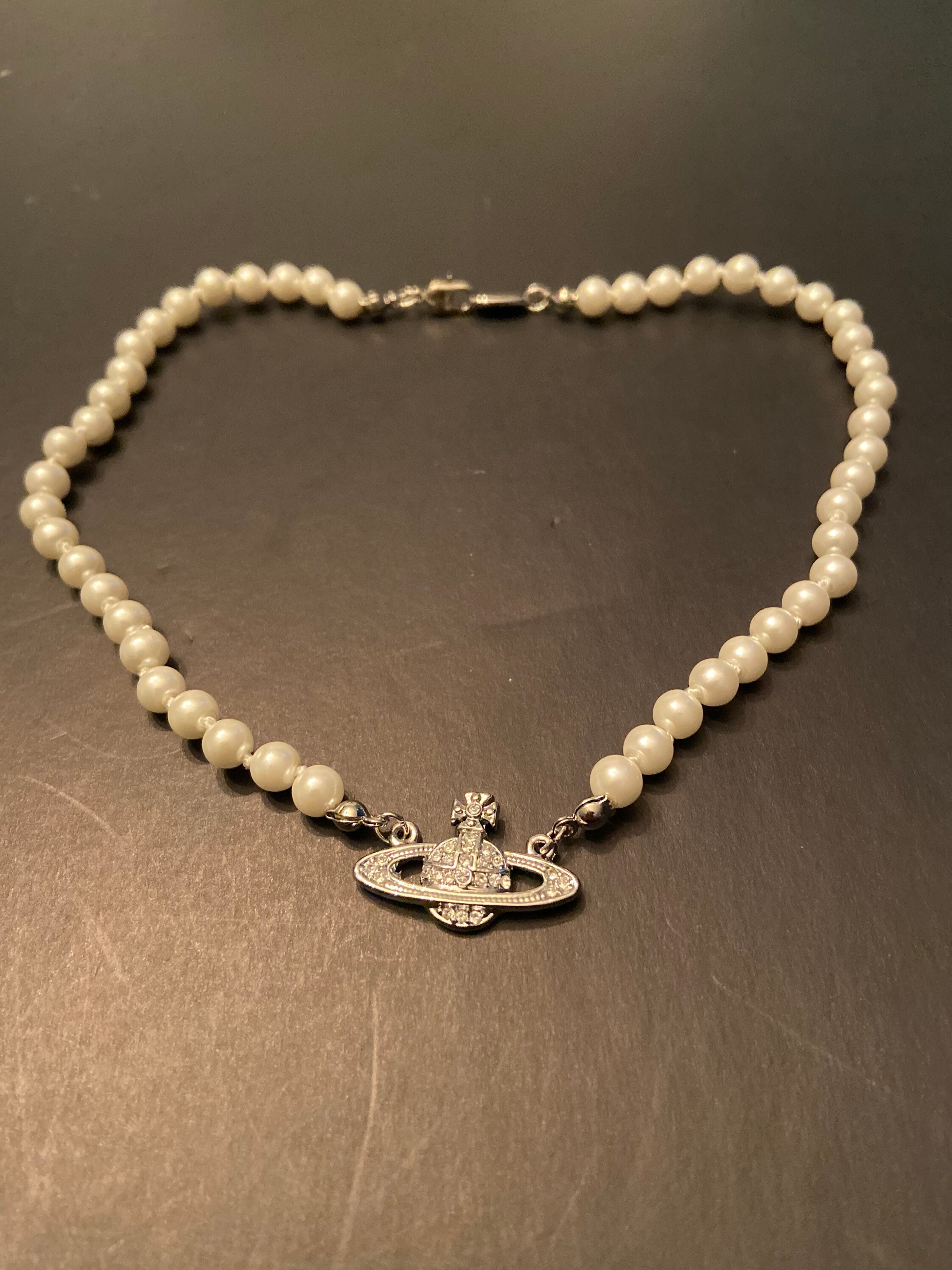 Vivienne Westwood Pearl Necklace Silver 