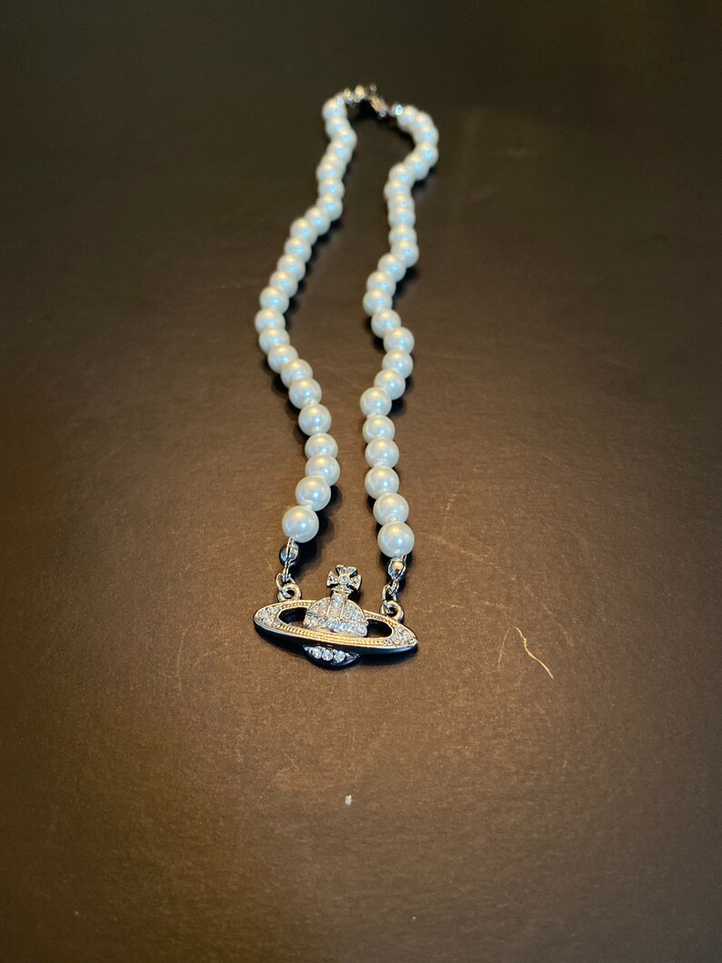Vivienne Westwood Pearl Necklace Silver | Etsy