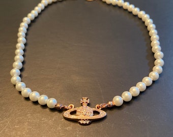 Vivienne Westwood Pearl Necklace Rosegold Etsy