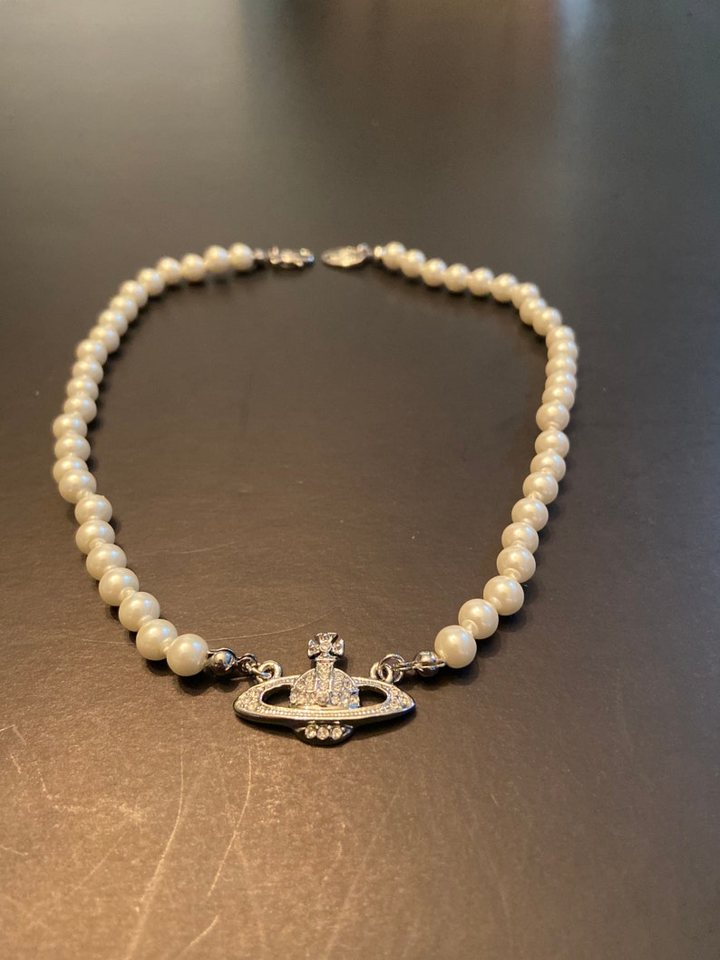 Vivienne Westwood Pearl Necklace Silver - Etsy