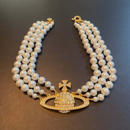 Vivienne westwood pearl necklace gold Clearance